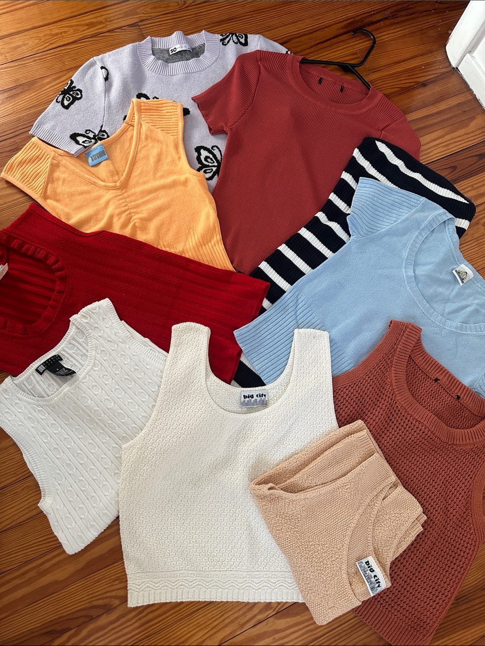 Cropped sweater grab bag, 10 sweaters, vintage sweaters, layering sweater